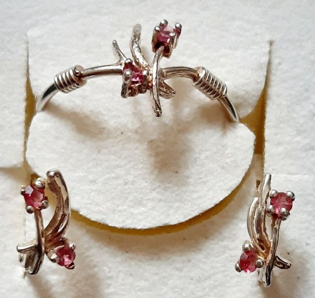 Anillo y pendientes plata