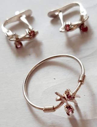 Anillo y pendientes plata 