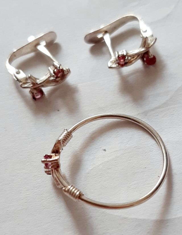 Anillo y pendientes plata