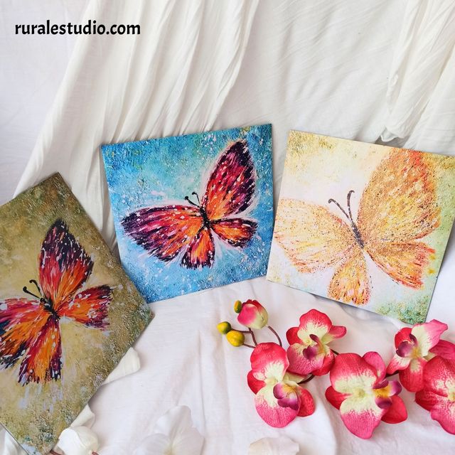 Lote de 3 cuadros decorativos de mariposas /Prints