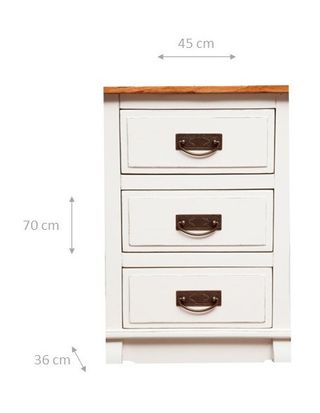 Comodino cassettiera Country in legno massello di