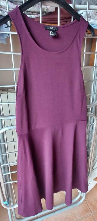 Vestido S, sin mangas, berengena