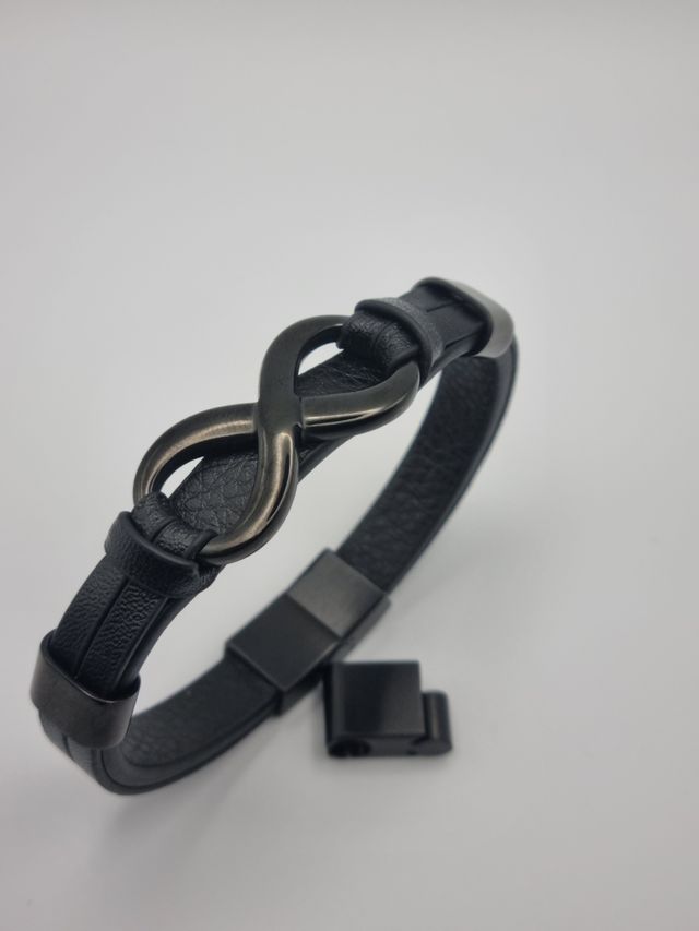 Pulsera de cuero Infinito y Ac Inox