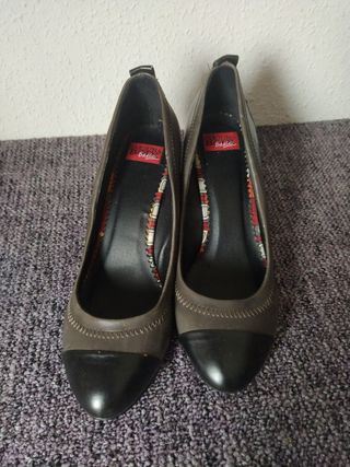 Zapatos mujer tacón fiesta lentejuelas negros.N°38