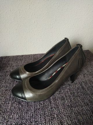 Zapatos mujer tacón fiesta lentejuelas negros.N°38
