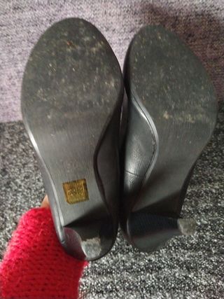 Zapatos mujer tacón fiesta lentejuelas negros.N°38