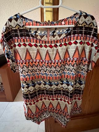 Blusa manga corta multicolor