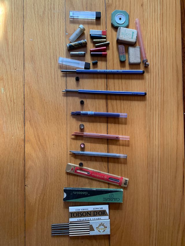 Lapiceros, minas, gomas y varios. antiguos, 