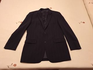 Traje masculino azul marino con raya diplomática 