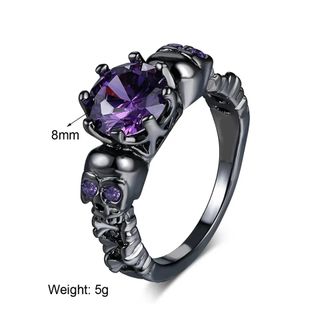 Anillo Gótico negro con Circonitas