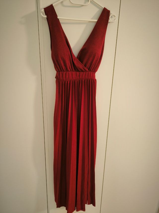 Abito lungo bordeaux brillantinato