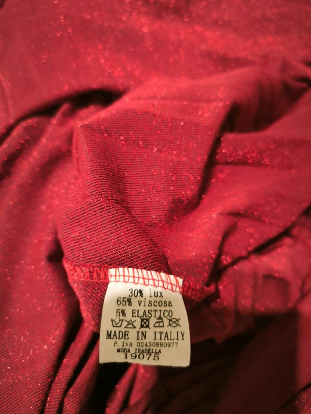 Abito lungo bordeaux brillantinato