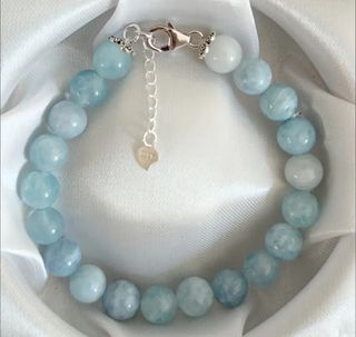 Pulsera, plata ley y aguamarina 