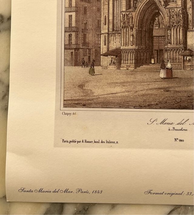 Litografia Basilica Santa Maria del Mar