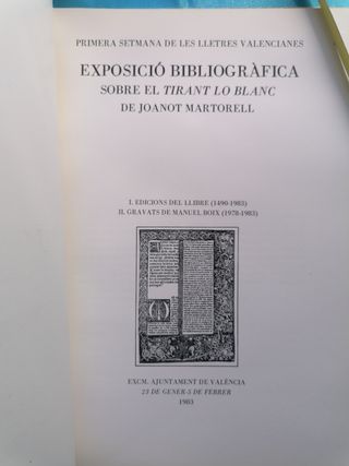 BIBLIOGRAFÍA. TIRANT LO BLANC. 1983