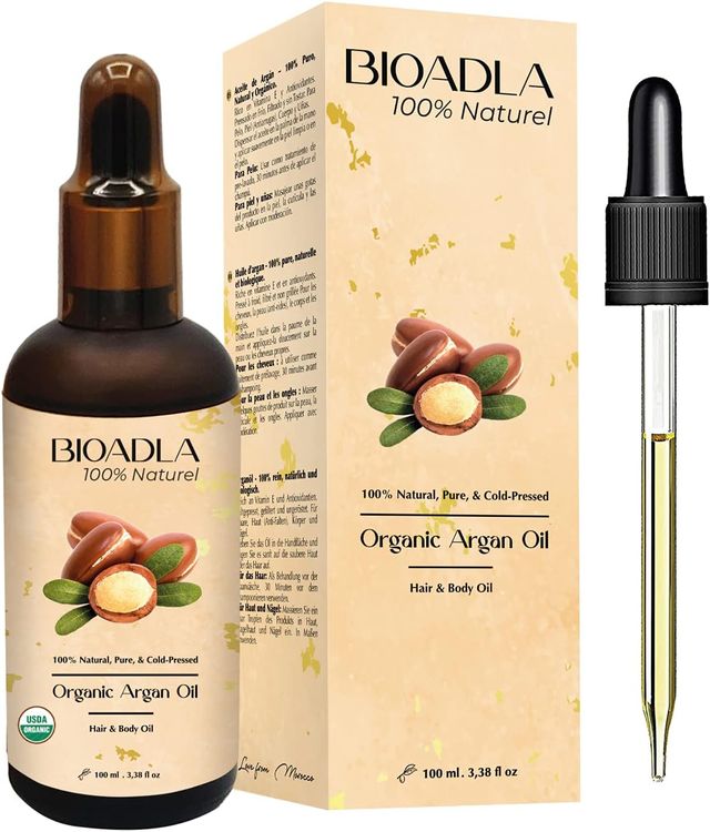 Aceite de argán orgánico para el pelo.