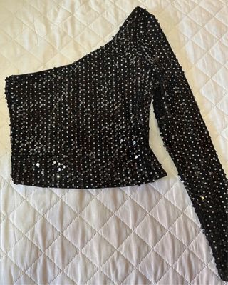 Top de Lentejuelas Negro de una manga