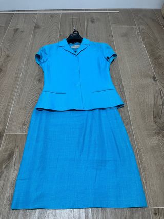 Traje de chaqueta lino azul cortefiel