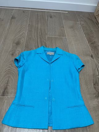 Traje de chaqueta lino azul cortefiel
