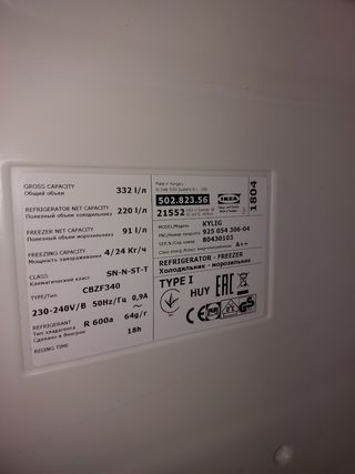 Ikea combi frigorifico nevera CBZF340 balda