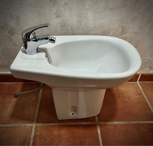 Bide con grifo y latiguillos