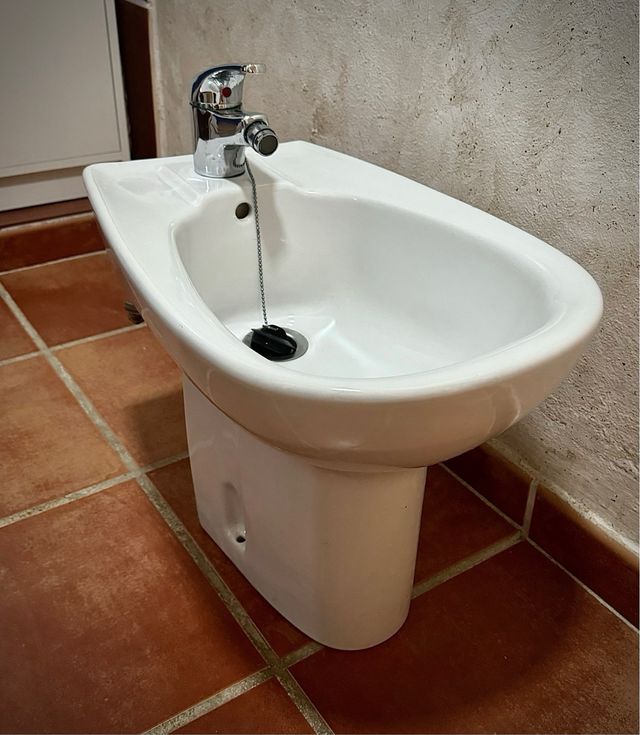 Bide con grifo y latiguillos