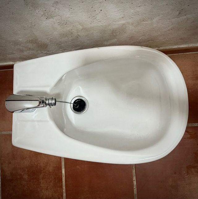 Bide con grifo y latiguillos