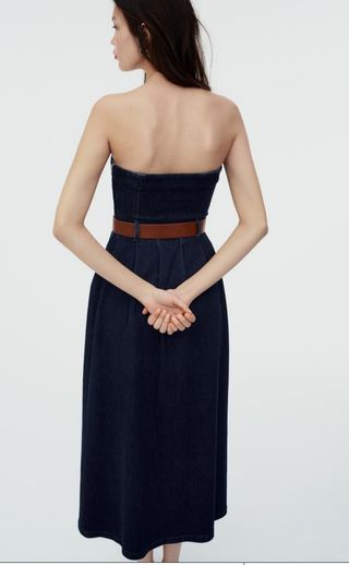 Vestido vaquero midi palabra honor. ZARA