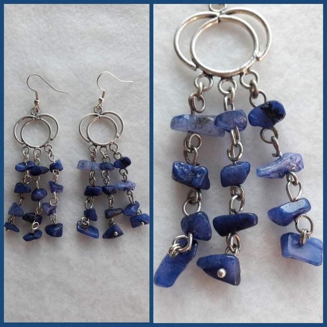 Orecchini con pietre dure di agata blu