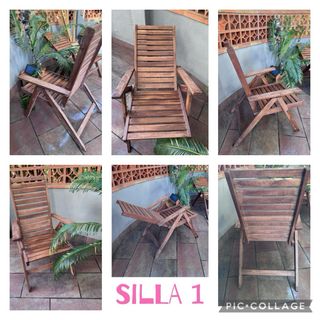 SILLAS ABATIBLES  2 unid. EXT. MADERA Y colchoneta