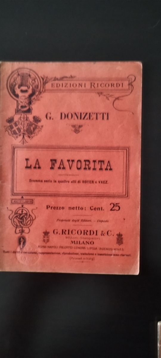 Libretto Opera"la Favorita"Donizetti primi '900