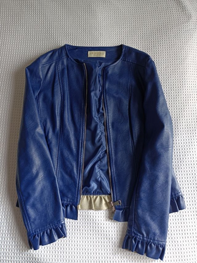 Giacca simil pelle blu