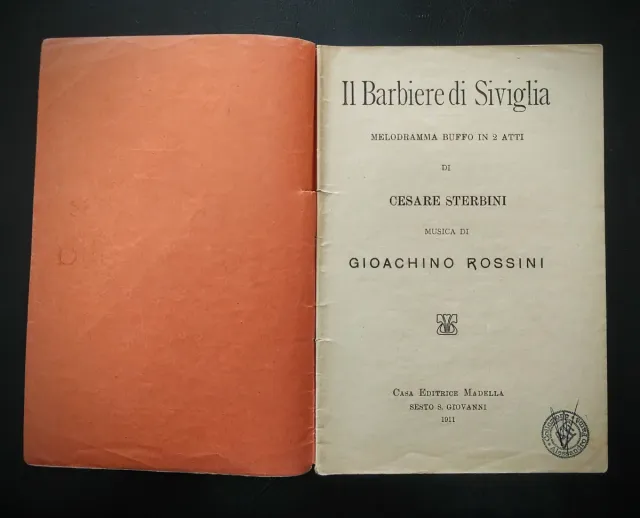 Libretto Opera "Il Barbiere di Siviglia" 1912