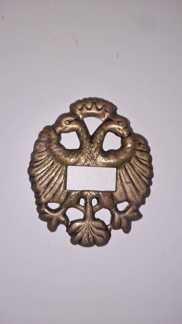 ✅️PLACA INSIGNIA ANTIGUA. BRONCE AGUILA BICEFALA 