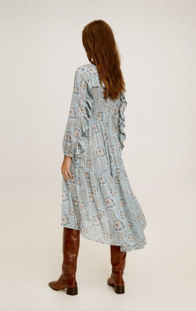 💐Vestido brillo volantes M