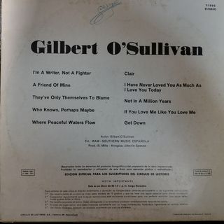 Disco L.P. Gilbert O'Sulllivan 