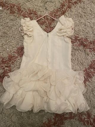 Traje de flamenca crudo de plumeti niña talla 2