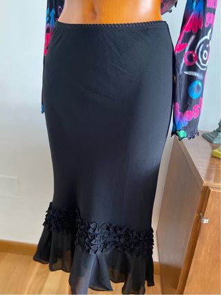 Vintage Y2K falda negra asimétrica talla S