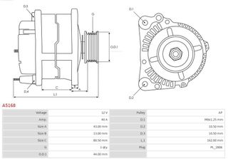Alternador AS-PL A5168 12v 40 Ah