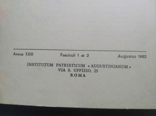AUGUSTINIANUM FASCICULUS 1 ET 2 1983