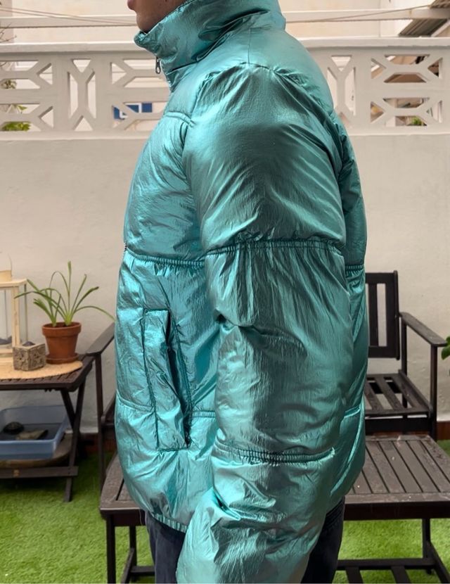 Chaqueta de Plumas Verde Metalizado