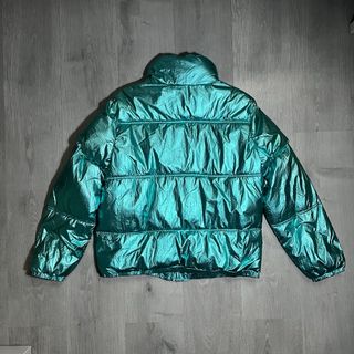 Chaqueta de Plumas Verde Metalizado