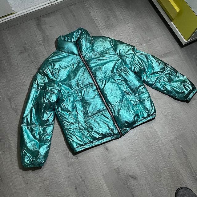 Chaqueta de Plumas Verde Metalizado