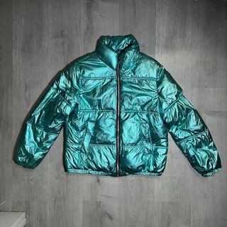 Chaqueta de Plumas Verde Metalizado