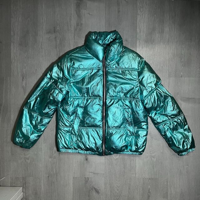 Chaqueta de Plumas Verde Metalizado