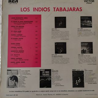 Disco vinilo. L.P. Indios Tabajajaras
