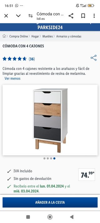 Cómoda con 4 cajones