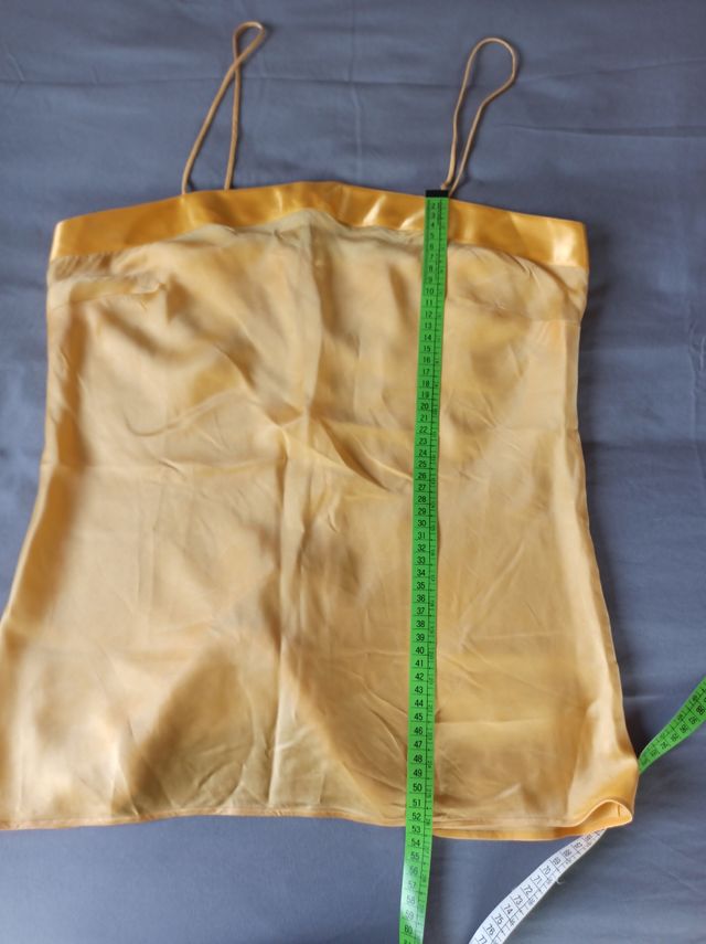 Top spalline Malizia La Perla seta pura gialla