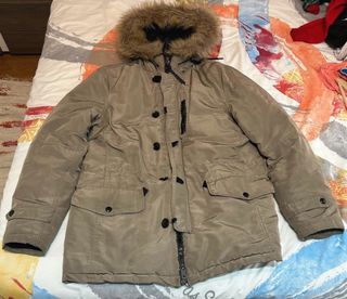 Abrigo invierno hombre mango beis