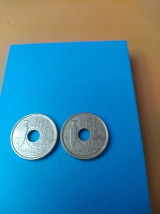 Lote monedas 25 pesetas. 